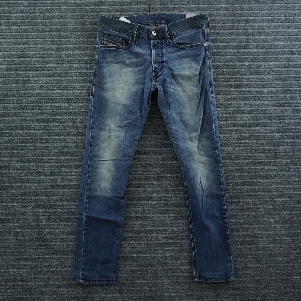 Diesel Tepphar Slim-Carrot Jeans Mens 30x32 Blue Stretch Button Fly 0833Y‎ Wash